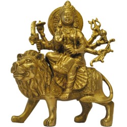 Chamundeshwari Sitting on Lion Brass Idol