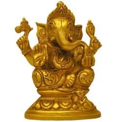 Lord Ganapathi Brass Statue with Mouse