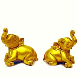 Sitting Baby Elephant Brass Statue
